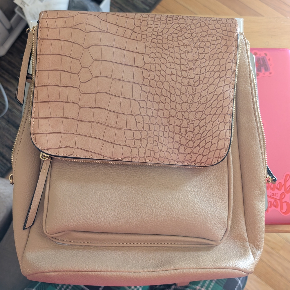Elegant Tan Crocodile-Embossed Women's Bag